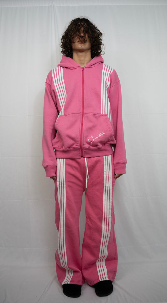 pink stripe suit