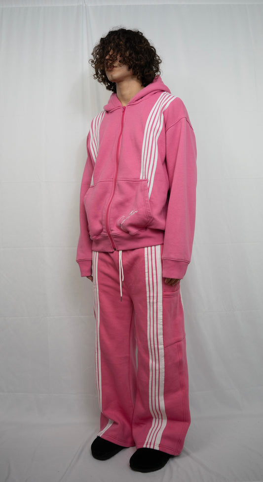 pink stripe suit